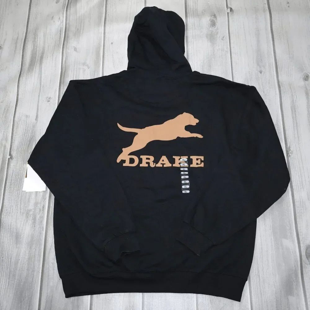 NEW Drake Waterfowl Systems Leaping Lab Graphic Hoodie Black - Men's Sz Large